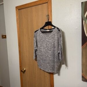 Cupio Medium Multi-Color w/Heathered Print Dolman Sleeve Knit Top - EUC